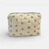Beige Fruit Pattern Quilted Makeup Bag