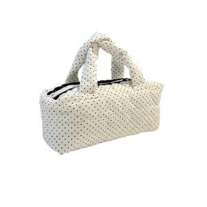 MB011-01 Polka Dot on Quilted Heart Pattern Makeup Bag (with Handle)