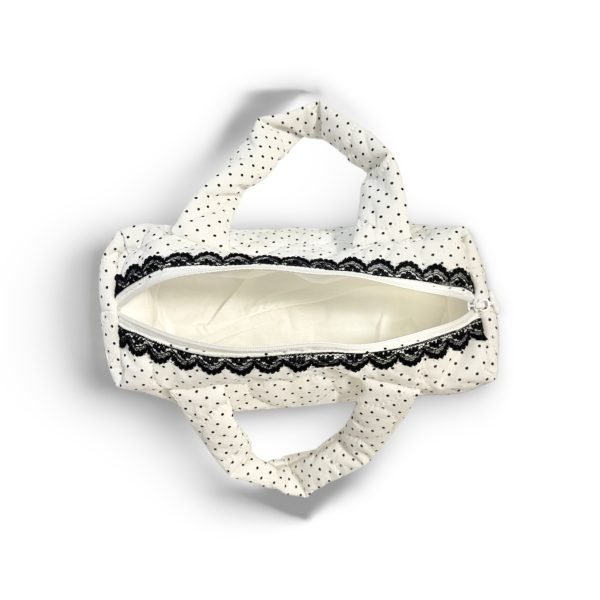 Polka Dot on Quilted Heart Pattern Makeup Bag (with Handle)