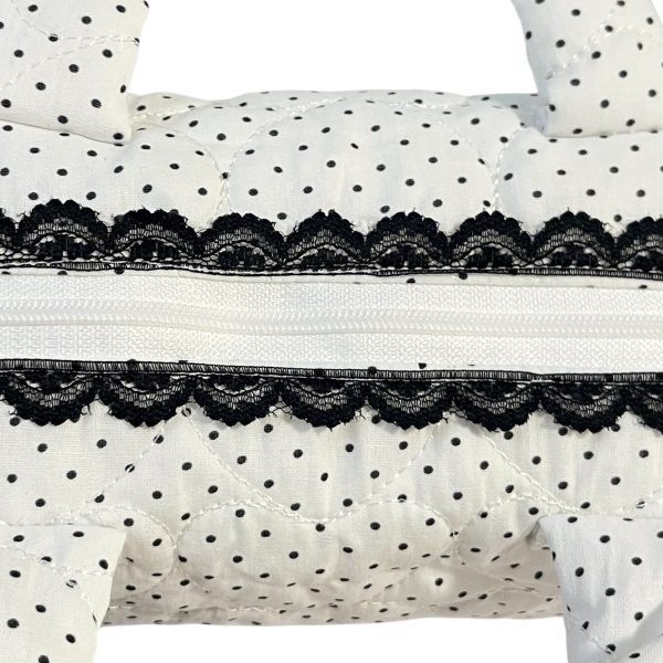 Polka Dot on Quilted Heart Pattern Makeup Bag (with Handle)