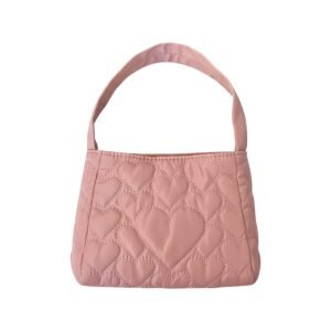 SB001-01 Pink Heart Quilted Shoulder Bag