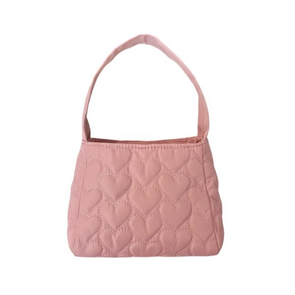 SB001-02 Pink Heart Quilted Shoulder Bag