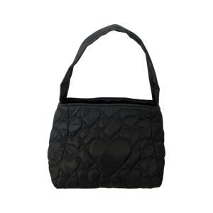 SB002-01 Black Heart Quilted Shoulder Bag