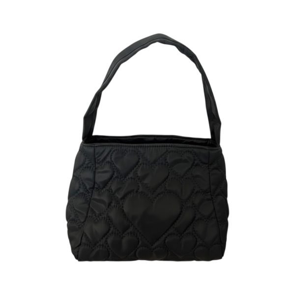 SB002-01 Black Heart Quilted Shoulder Bag