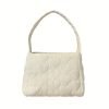 Beige Heart Quilted Shoulder Bag