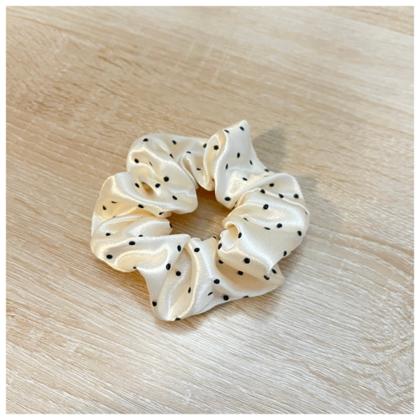 Polka Dot Beige Scrunchie