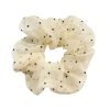 Polka Dot Beige Mesh Scrunchie