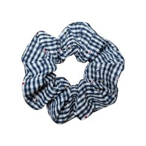 SC003-01 Blue & White Gingham Scrunchie