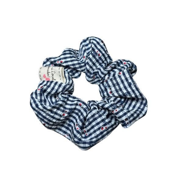 Blue & White Gingham Scrunchie