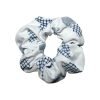 White-Blue Grid Pattern Scrunchie