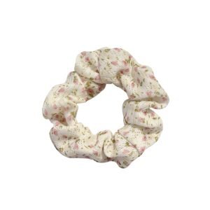 SC006-01 Beige Scrunchie with Pink Floral