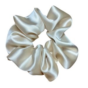 SC010-01 Elegant Beige Satin Scrunchie
