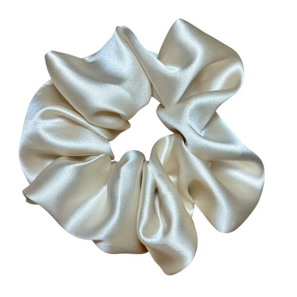 Elegant Beige Satin Scrunchie