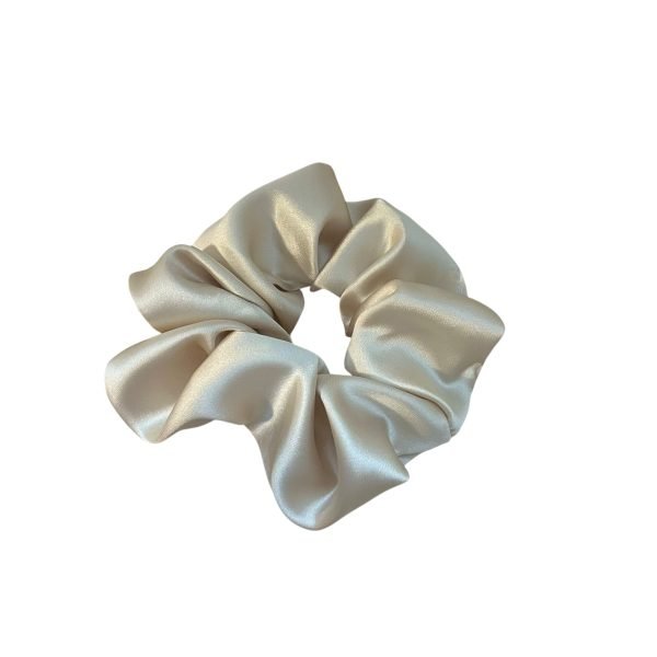 Elegant Beige Satin Scrunchie