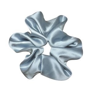 SC011-01 Elegant Blue-Gray Satin Scrunchie