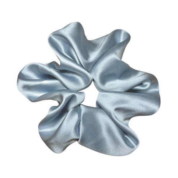 Elegant Blue-Gray Satin Scrunchie