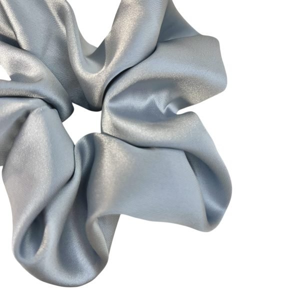 Elegant Blue-Gray Satin Scrunchie