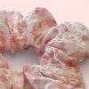 Natural Pink Floral Gauze Scrunchie