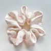 Sweet Pink Bow Floral Satin Scrunchie