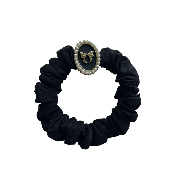 Black Vintage Bow Scrunchie