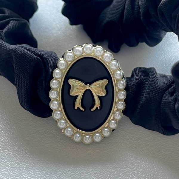 Black Vintage Bow Scrunchie