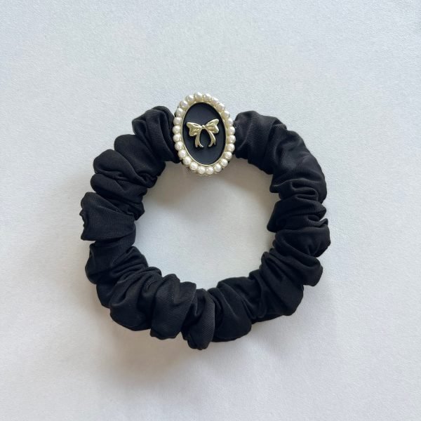 Black Vintage Bow Scrunchie