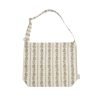 Beige Floral-striped Tote Bag
