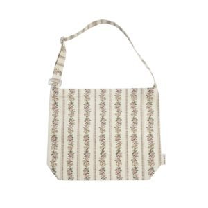 TB003-01 Beige Floral-striped Tote Bag