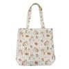 White Tote Bag with Cake & Cat Pattern