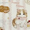 White Tote Bag with Cake & Cat Pattern