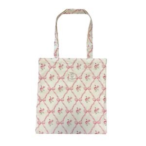 TB006-01 Rose Tote Bag with Pink Bow Pattern
