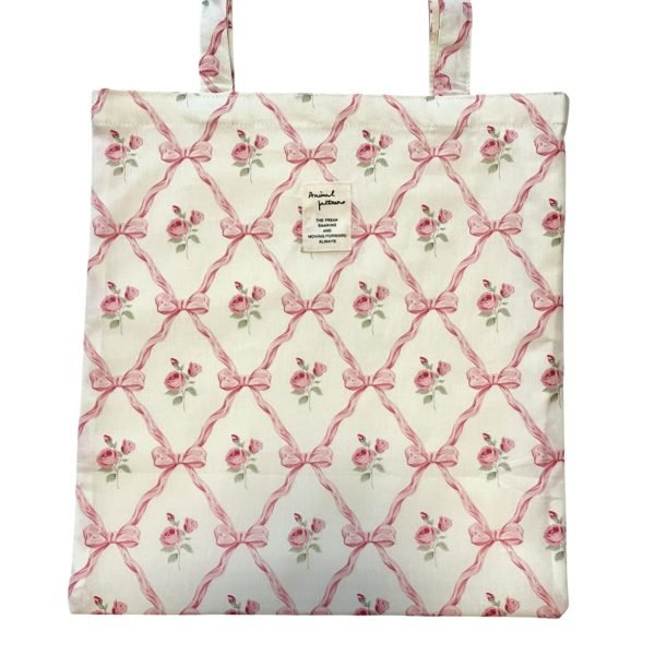 Rose Tote Bag with Pink Bow Pattern