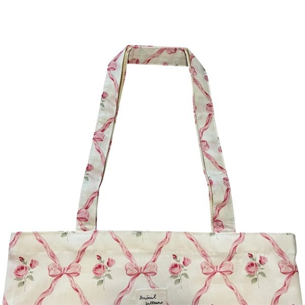 Rose Tote Bag with Pink Bow Pattern