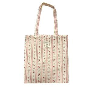 TB007-01 Red Striped Floral Tote Bag