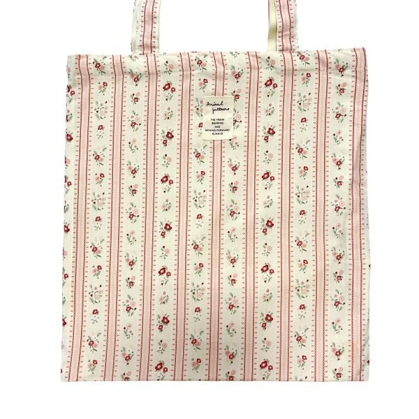 Red Striped Floral Tote Bag