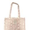 Red Striped Floral Tote Bag