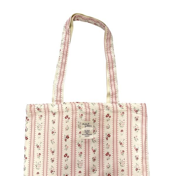 Red Striped Floral Tote Bag
