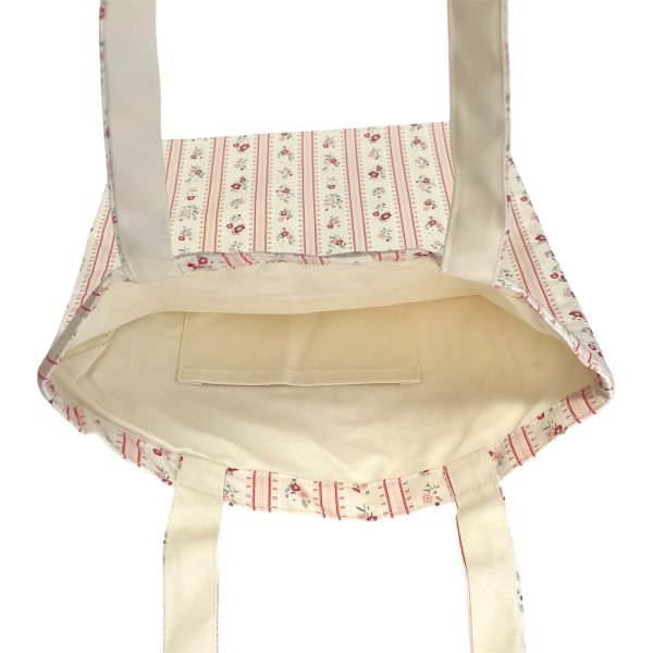 Red Striped Floral Tote Bag