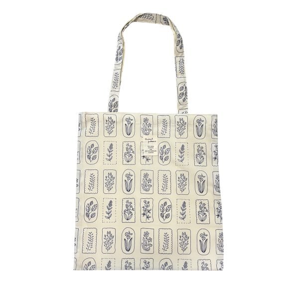 Blue Plant Floral Tote Bag