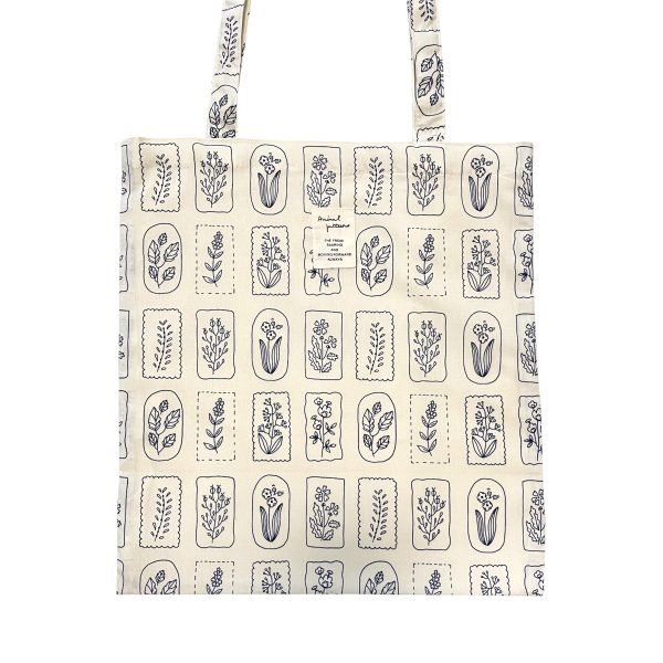 Blue Plant Floral Tote Bag
